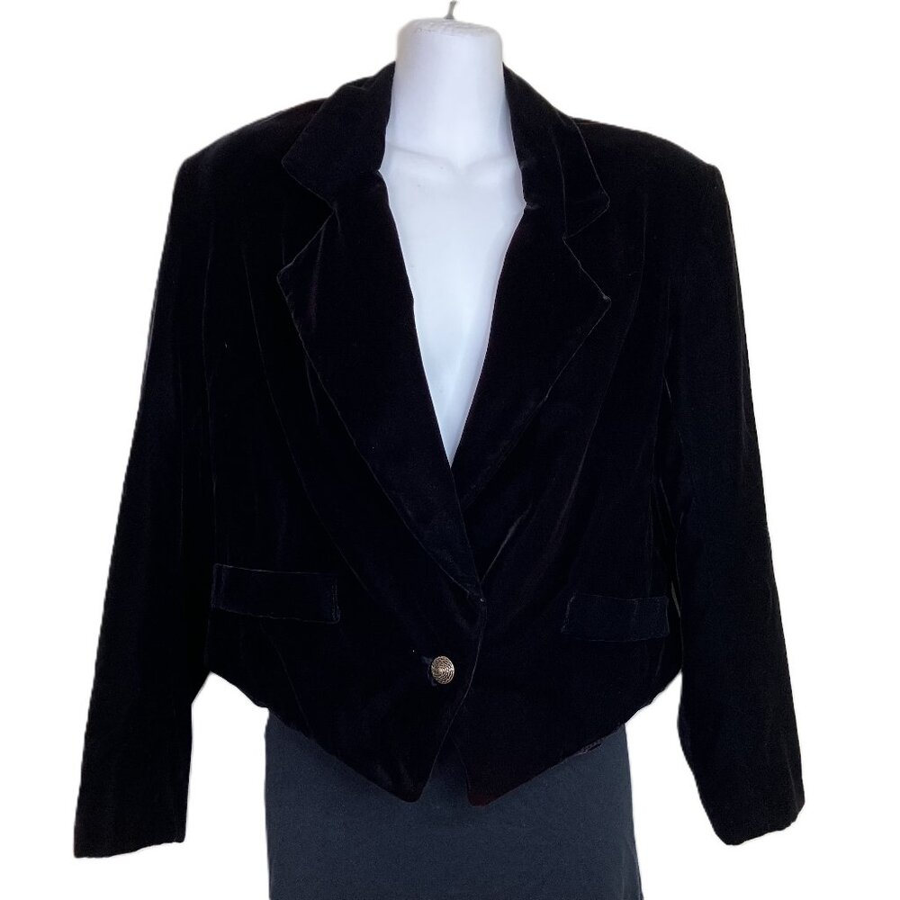 Avenue Road Velvet Blazer Single Button Jacket Dark Eggplant Vintage 90s Medium